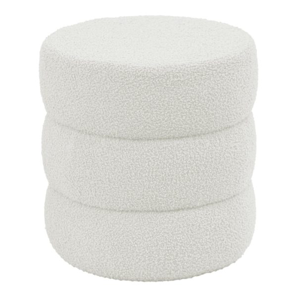 Tabure Kioto, stof teddy ngjyrë e bardhë D40x40cm