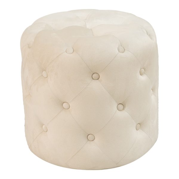 Tabure Seval, kadife ngjyrë krem D49x47cm