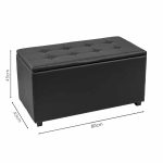 Tabure Corben, PU ngjyrë e zezë 80x43x45cm - Image 5