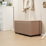 Tabure Corben, me stof në ngjyrë bezhë, 80x43x45cm - Image 2