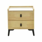 Bedside Alessio  mdf metali natyral-i zi 46x37x47cm - Image 2