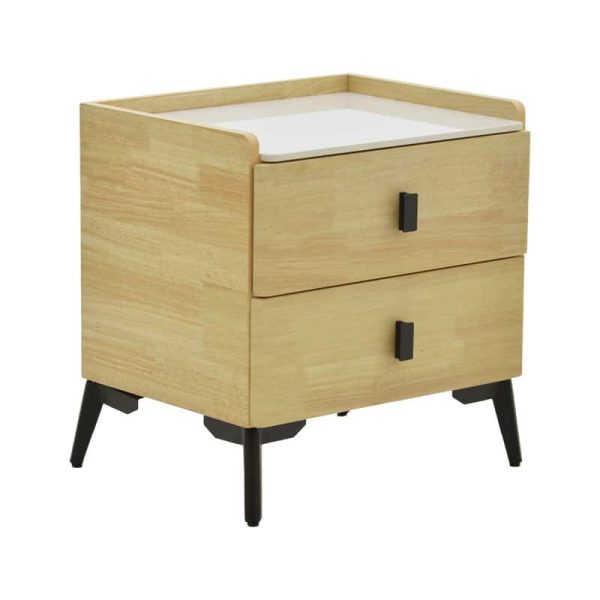Bedside Alessio  mdf metali natyral-i zi 46x37x47cm