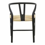 Karrige Wishbone, ngjyrë e zezë, e bërë nga druri i ahut natyral me litar, 53x55x76cm - Image 5