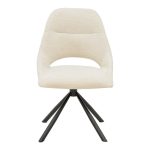 Karrige Luciano me pëlhurë ngjyrë kremi dhe këmbë e zezë metalike e rrotullueshme, 52x58x86cm - Image 4