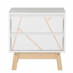 Komodinë anësore shtrati Aria, ngjyrë e bardhë-natyrale 45x35x47cm - Image 2