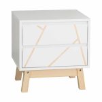 Komodinë anësore shtrati Aria, ngjyrë e bardhë-natyrale 45x35x47cm