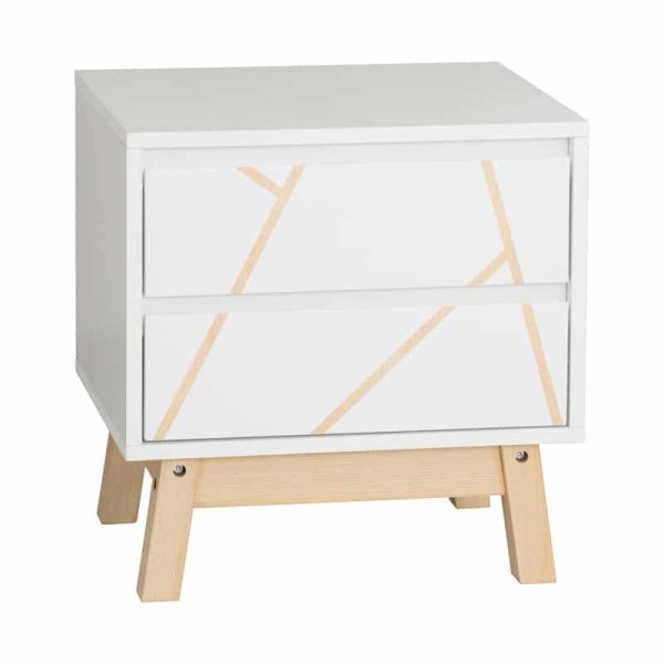 Komodinë anësore shtrati Aria, ngjyrë e bardhë-natyrale 45x35x47cm