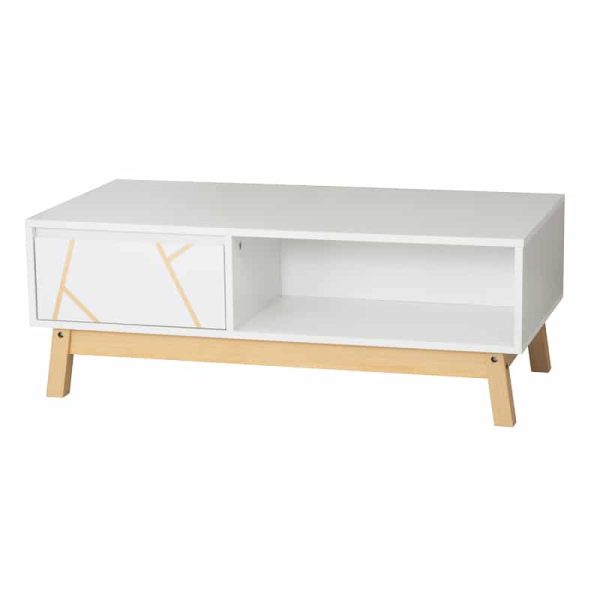 Tavolinë mesi Aria, ngjyrë e bardhë-natyrale 100x50x37cm