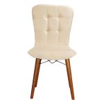 Karrige Sonora I, kadife fildishi, këmbë arre - Image 4