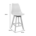 Bar stol Gaston  bardhë pp-pu dhe druri natyror këmbë 56x48.5x104cm - Image 6