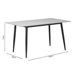 Tavolina e ngrënies Gustas, gur i sinterizuar me mermer të bardhë-metal i zi 140x80x75cm - Image 4