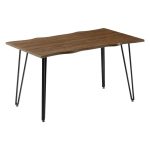 Tavolinë e ngrënies Izzac  me sipërfaqe MDF Sonoma-këmbët metalike të zeza 140x80x76 cm