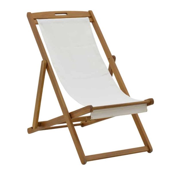 Karrige plazhi Franclow, dru akacie natyral, pvc e bardhë