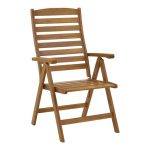 Karrige e palosshme me 5 pozicione Warmo, dru i akacisë natyral, 62x66x110cm