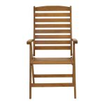 Karrige e palosshme me 5 pozicione Warmo, dru i akacisë natyral, 62x66x110cm - Image 3