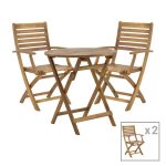 Tavolinë e ngrënies Gorpo-Carpuva, prej 3 copë, dru natyral akacie D70x74cm