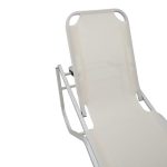 Dessie shezllon i shtrirë me 5 vende,  prej alumini, tekstil i bardhë i hapur 56x188x30cm - Image 3