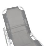 Dessie shezllon i shtrirë me 5 vende,  alumini i stivueshëm antracit nga tekstili 56x188x30cm - Image 4