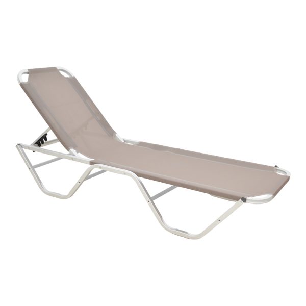 Dessie mbështetëse 5-vendëshe alumini moka tekstile e stivueshme 56x188x30cm