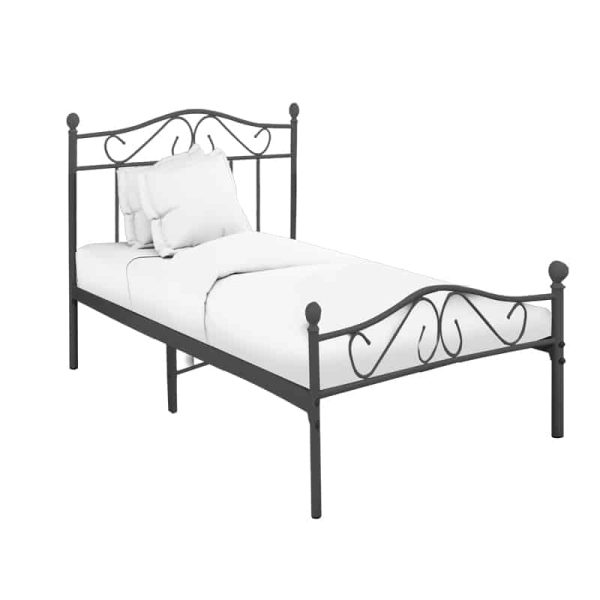 Shtrati Yorick, prej metali me ngjyrë të zezë, me dimenzione 90x190x99cm