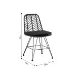 Karrige kopshti Naoki, me jastëk, PE e zezë, këmbë metalike të zeza 44x58x82cm - Image 5