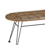 Tavolinë kopshti Naoki, metal i zi, PE natyral, xham 100x45x46cm - Image 3