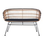 Divan kopshti 2-vendësh Naoki, PE në ngjyrë natyrale, me këmbë metalike të zeza, 120x62x79cm - Image 2