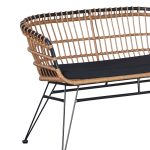 Divan kopshti 2-vendësh Naoki, PE në ngjyrë natyrale, me këmbë metalike të zeza, 120x62x79cm - Image 3