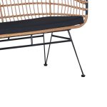 Divan kopshti 2-vendësh Naoki, PE në ngjyrë natyrale, me këmbë metalike të zeza, 120x62x79cm - Image 4