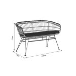 Set kopshti Lounge Naoki, 4 copë, ratan natyral-metal i zi-xham 148x70x72cm - Image 5