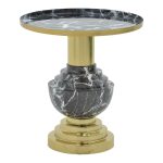 Tavolinë anësore Cogent Inart, metal i zi-ari D46x50cm