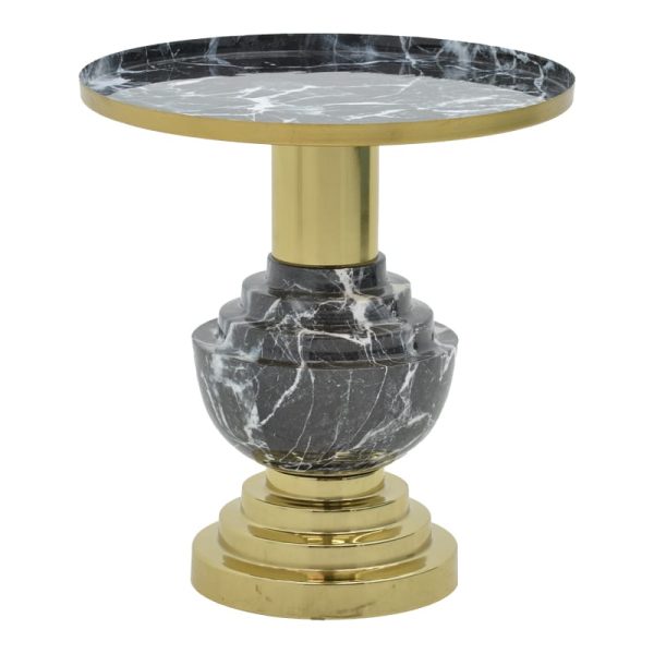 Tavolinë anësore Cogent Inart, metal i zi-ari D46x50cm