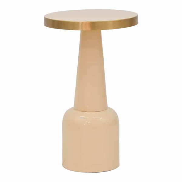 Tavolinë anësore Easyful Inart, metal ngjyrë krem-ari D36x58cm