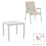 Tavoline ngrenie Kliton - set Azelie 3 alumini ne nuance te bardhe 80x80x74cm