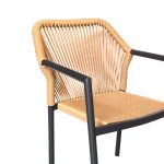 Karrige alumini Lush, kornizë antracit e stivueshme, ratan natyral 56x59x80cm - Image 2