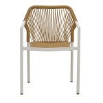 Kasafortë alumini e harlisur  e stivueshme me kornizë të bardhë-rattan natyror 56x59x80cm - Image 4