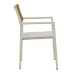 Karrige alumini Savor, me kornizë të bardhë stivuese- ratan natyral tekstili, 55x58x63cm - Image 3