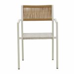 Karrige alumini Savor, me kornizë të bardhë stivuese- ratan natyral tekstili, 55x58x63cm - Image 4