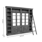 Raft librash Librardy Inart, dru masiv i mangos, ngjyrë kafe antike 247x35x220cm - Image 5