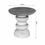 Tavolinë mesi Gerardo Inart, dru masiv akacie në ngjyrë të bardhë D55x55cm - Image 4