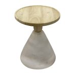 Tavolinë anësore Spello Inart, dru masiv i mangos e bardhë D38x46cm