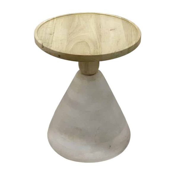 Tavolinë anësore Spello Inart, dru masiv i mangos e bardhë D38x46cm