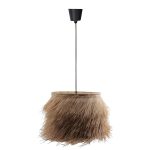 Llambë tavani Hairy Inart, E27, ratan në ngjyrë natyrale D70χ188cm