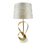 Llambë tavoline Framely Inart E27, metal ngjyrë ari-stof ngjyrë bezhë, D33x65cm