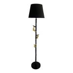 Llambë dyshemeje Zacro Inart, E27, e zezë-metal ari D37x164.5cm