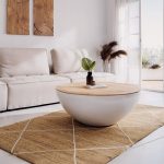 Tavolinë mesi Coffelty Inart, dru masiv i akacisë dhe metal i bardhë D90x40cm - Image 2