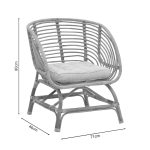 Karrige Diane Inart, prej druri natyral me jastëk 71x46x80cm - Image 7