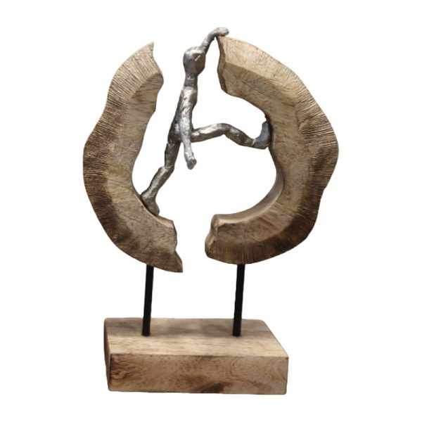 Dekorim tavoline Caren Inart dru mango natyrale-alumin 19x10x29cm