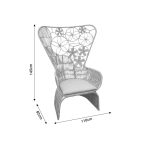 Karrige Jake Inart me jastëk bezhë-ratan natyral 110x45x145cm - Image 4