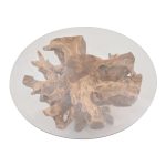 Tavolina e kafesë Motive Inart natyrore-e zezë e fortë teak druri-qelqi D80x45cm - Image 3